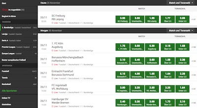 Unibet Wettquoten Bundesliga