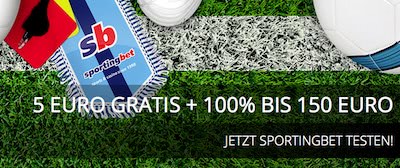 Sportingbet Bonus ohne Einzahlung + 100% bis 150 Euro