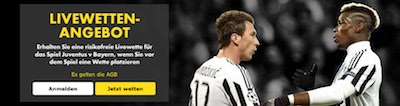 Bet365 Livewetten Bonus Juventus gegen Bayern
