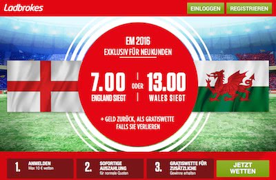 Ladbrokes Quotenangebot bei England vs Wales