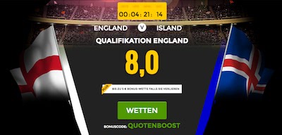 Netbet Preistboost zu England gegen Island