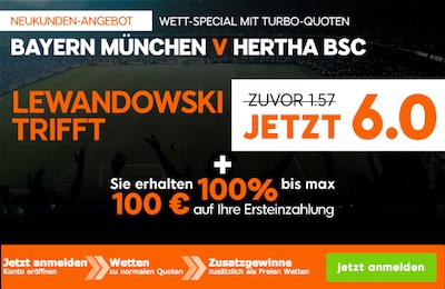 888 Sport Quotenboost Lewandowski trifft gegen Hertha