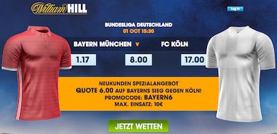 William Hill Quotenaktion Bayern vs Köln