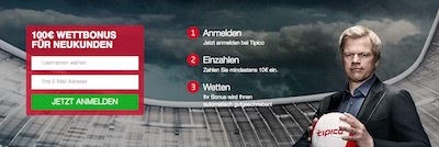Tipico Neukundenangebot: Kostenlos anmelden und 100 Euro kassieren