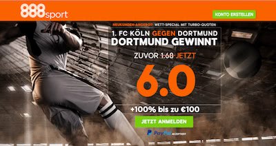 888sport Quoten Bonus Köln vs Dortmund