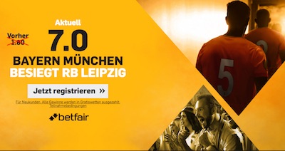 Betfair Quotenbonus Leipzig vs Bayern