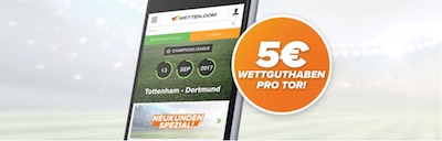 Wetten.com Torwette Tottenham gegen Dortmund