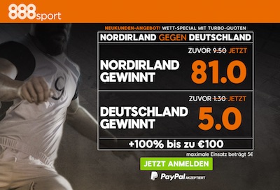 888sport Quotenaktion Nordirland vs Deutschland