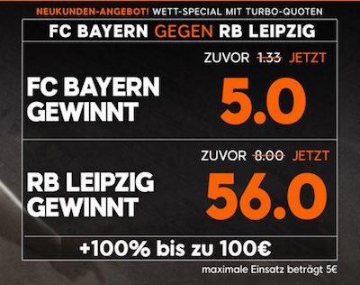 888sport Quotenboost zum Spiel Bayern vs Leipzig