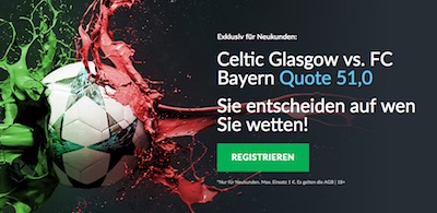Betvictor Quotenboost zum Spiel Celtic vs Bayern