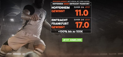 888sport Quotenboost zu Hoffenheim gegen Eintracht Frankfurt