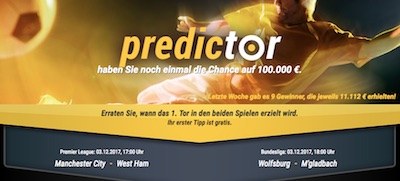 Bwin Predictor ManCity - West Ham und Wolfsburg - Gladbach