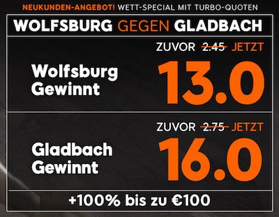 888sport Quotenboost Wolfsburg vs Gladbach