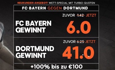 Bayern gegen Dortmund bei 888sport Quotenboost