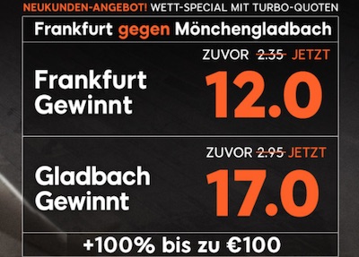 888sport Quotenboost zu Frankfurt gegen Gladbach
