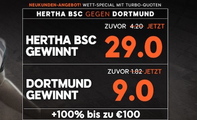 Hertha BSC Berlin gegen Borussia Dortmund bei 888sport