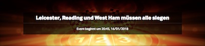 Leicester Reading und West Ham Quotenboost Betway