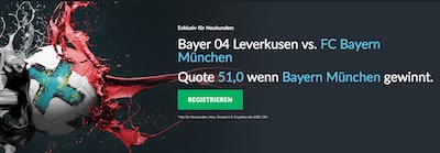 Betvictor Quotenboot zu Bayer Leverkusen gegen Bayern München
