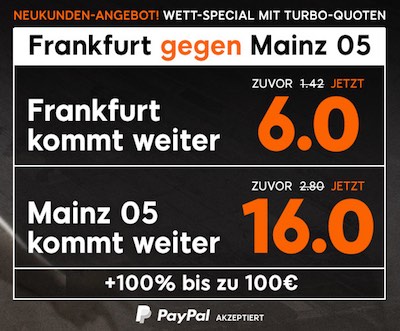 888sport Quotenaktion zum DFB Pokalspiel Frankfurt vs Mainz