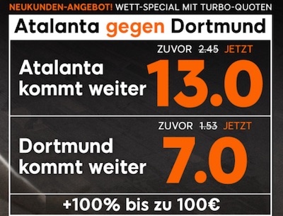 888sport Quotenboost Atalanta Bergamo gegen Borussia Dortmund
