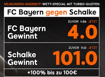 Bayern gegen Schalke Quotenboost bei 888sport
