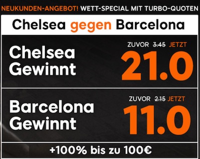 Chelsea gegen Barcelona Quotenboost bei 888sport