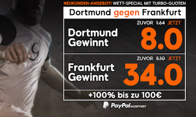 888sport Wettquoten Aktion zu BVB-Frankfurt