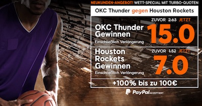 888sport Quotenboost zu Thunder vs. Rockets