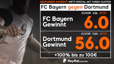 Quotenturbo zu Bayern-BVB bei 888sport