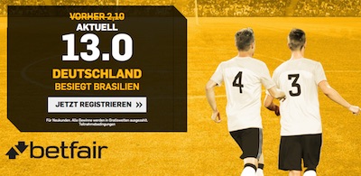 Quotenboost bei Betfair zu Deutschland Brasilien
