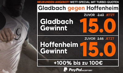Gladbach-TSG bei 888sport: Erhöhte Quoten