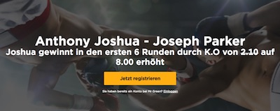 Quotenboost bei MrGreen zu Joshua Parker