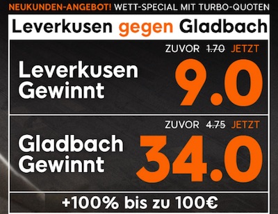 Leverkusen gegen Gladbach Quotenboost bei 888sport