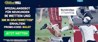 William Hill Angebot Bundesliga Spieltag 27