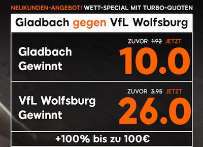 888sport Quotenboost zu Gladbach gegen Wolfsburg