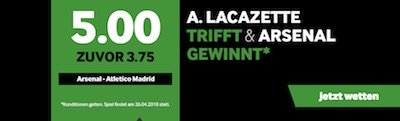 Betway Quotenboost zu Arsenal gegen Atletico