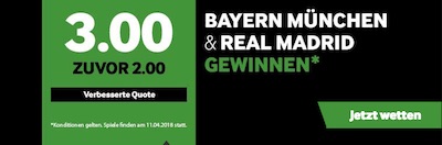Betway Boost zu Bayern gegen Real Madrid