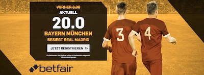 Betfair Quotenboost zu Real gegen Bayern