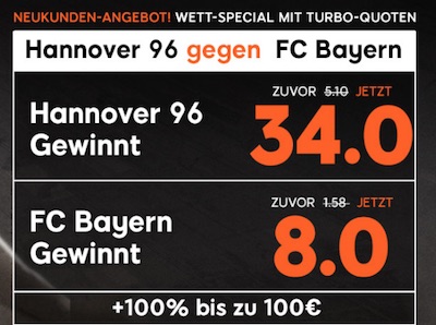 Hannover 96 gegen Bayern München 888sport Quotenboost
