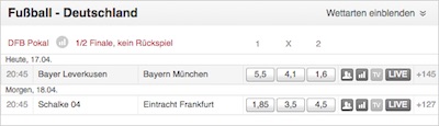 Tipico Wettquoten DFB Pokal Halbfinale
