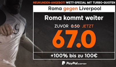 888sport: 67.0 wenn Roma vs. Liverpool weiterkommt