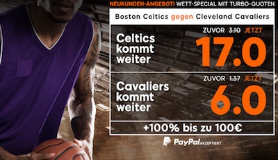 Tubro Quoten zu Celtics-Cavs bei 888sport
