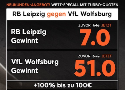 888sport Quotenboost zu RB Leipzig gegen VfL Wolfsburg