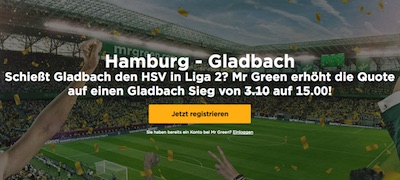 Mr.Green: HSV-Gladbach Quotenboost