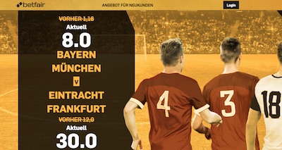 Betfair Quotenboost zu Bayern gegen Eintracht Frankfurt