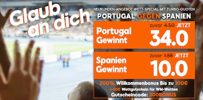 WM: Portugal Spanien - Quotenboost bei 888sport