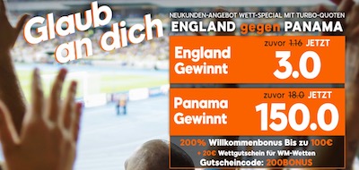 WM 2018 Quotenboost 888sport england panama