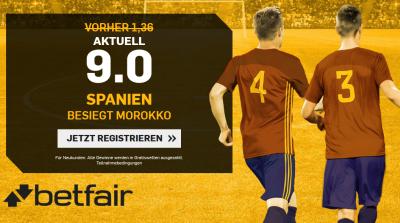 Betfair Quotenaktion für Spanien gegen Marokko