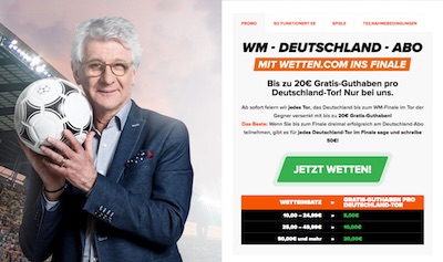 Wetten.com WM-Abo: Geld bei DFB-Toren