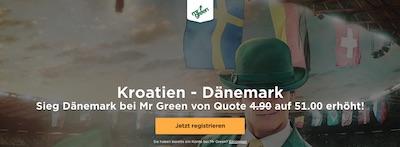 Kroatien gegen Dänemark Quotenboost bei Mr. Green